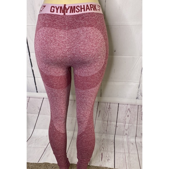 Gymshark Flex Leggings Marl‎ Heather Burgundy Athletic Fitness Gym Women XS - Picture 7 of 8